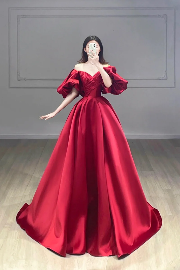 burgundy puffy prom dress Glamorous Burgundy Red Prom Dress with Puffy Tulle