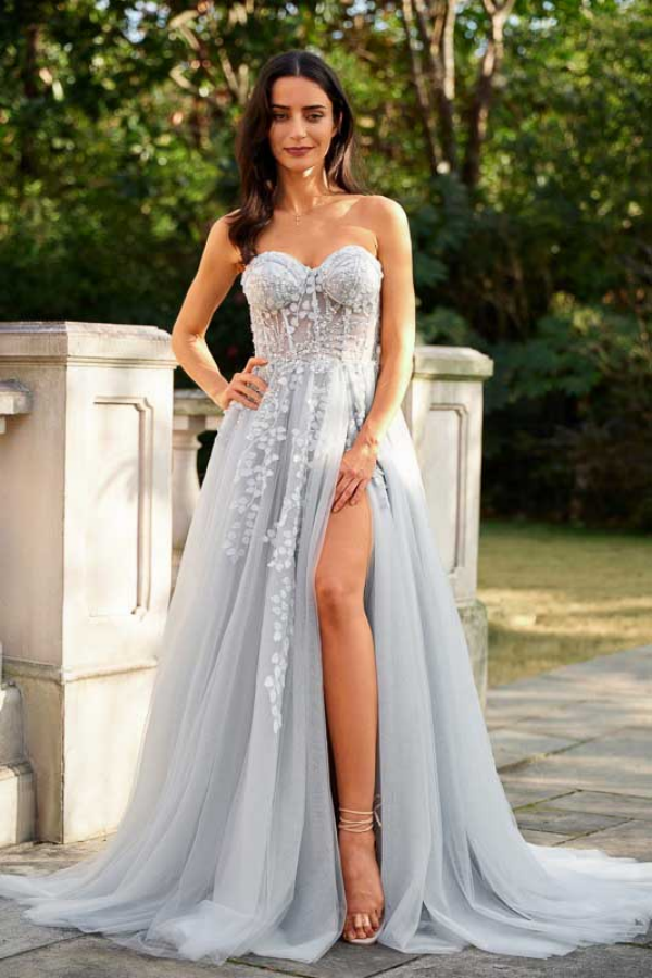 Beautiful A Line Princess Tulle Applique Sweetheart Sleeveless Court T –  Anneprom