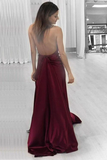 Anneprom Sexy A-Line Halter Burgundy Long Prom Dress Formal Evening Dress APP0152