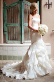Anneprom Mermaid Sweetheart Court Train Organza Wedding Dresses APW0032