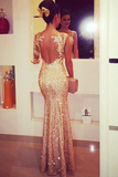 Anneprom Mermaid Sweetheart Gold Backless Evening/Prom Dresses APP0048