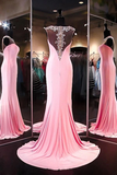 Anneprom High Quality A-Line Mermaid Satin Pink Long Prom Dress Evening Dress APP0060