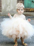 Anneprom Cute Ball Gown Lace Knee-length Flower Girl Dresses With Long Sleeve AFL0001