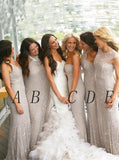 Anneprom Light Gray New Arrival Bridesmaid Dress,Mermaid Bridesmaid Gowns,Sleeveless Wedding Party Dress APB0106
