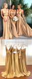 Anneprom Chic A-line Two Pieces Hlter Champagne Bridesmaid Dresses Simple Cheap Prom Dress Brides Gowns APB0110