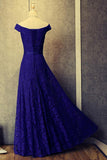 Anneprom Royal Blue Floor Length Off Shoulder Prom Dresses Evening Dresses APP0238