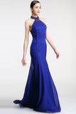 Anneprom Halter Sheath Royal Blue Mermaid Long Prom Dresses APP0457