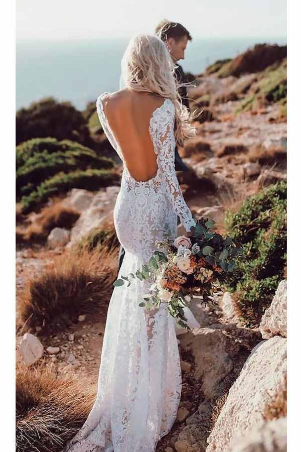 Anneprom Lace Cape Missing Front Split Illusion Sleeves Wedding Dress  APW01377