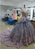 Anneprom Pretty Backless Quinceanera Dress,Ball Gown Long Wedding/Prom Gown APW0255