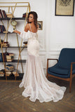 Anneprom Chic Trumpet/Mermaid Spaghetti Straps Long Prom Dresses Modest Lace Wedding Dresses APW0264