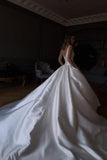 Anneprom classic A-line sweep train satin sexy wedding dress APW0322