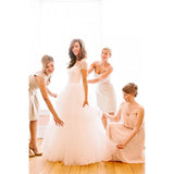 Anneprom A-line White Beach Wedding Dress Straps Short Sleeve Floor Length Cheap Beading Wedding Dress APW0372