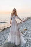 Anneprom Gorgeous A line Lace Tassels Long Wedding Dresses APW0385