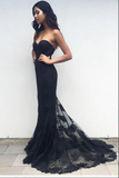 Anneprom Black Sweetheart Mermaid Lace Prom Dress,Chic Prom Dress,Party Prom Gowns APP0636