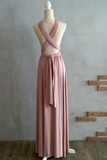 Anneprom Simple Elegant Open Back Pink Prom Dresses Bridesmaid Dresses APP0645