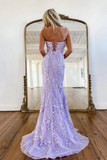 Mermaid Sweetheart Neck Lace Purple Long Prom Dress Formal Dress APP0730