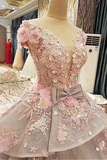 Anneprom Sheer Jewel Neckline Ball Gown Wedding Dress With Lace Appliques APW0145