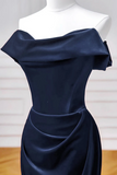 Mermaid Velvet Dark Blue Long Prom Dress, Long Formal Dress APP1232
