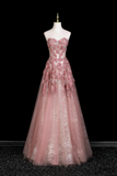 Dusty Pink 3D Floral Halter Sheer Tulle Long Evening Gown With Cape APP1356