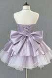 Strapless Short Pink Purple Prom Dresses, Formal Graduation Dresses APH0355