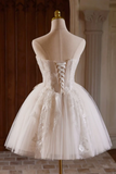 Sweetheart Neck Short Champagne Beaded Prom Dresses, Engagement Outfits Homecoming Dresses APH0365