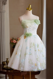 Floral dress on a mannequin against a neutral background