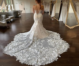 Soft Sleeveless Sweetheart Mermaid lace Bridal Wedding Dresses APW0433