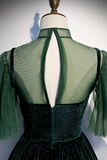 Green Velvet Long A Line Prom Dress, Green Formal Evening Dress APP0784