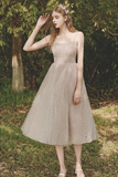 A Line Cute Tulle Tea Length Prom Dress APP0802