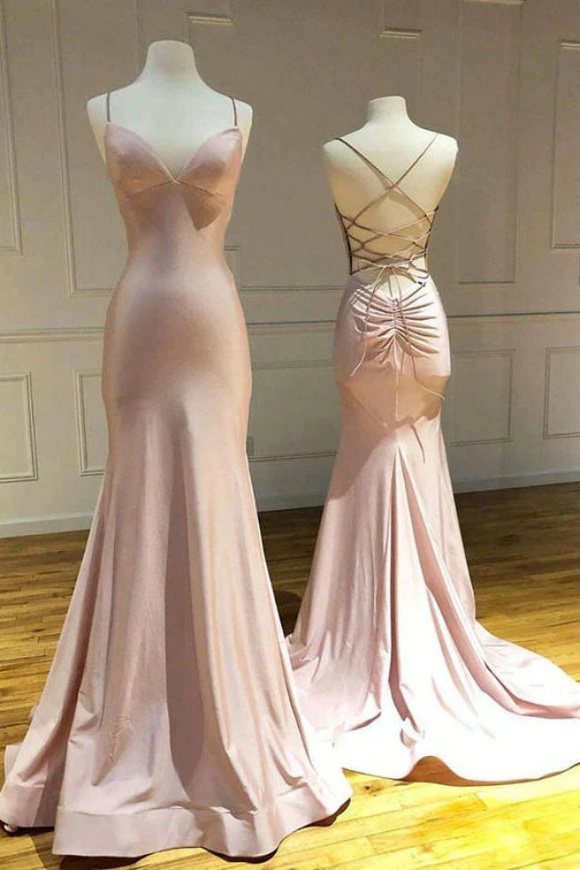 Pink Strapless Mermaid Long Prom Dresses, Formal Evening Dresses APP0819