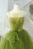 Green Tulle Long Prom Gown, Green Tulle Long Evening Dress APP0876