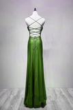 Green Straps Lace Up Formal Dress Evening Dress, Green Spandex Prom Dress APP0903