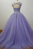 Gorgeous Purple Formal Prom Gowns Quinceanera Dresses With Appliques APP0904