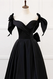 Simple A Line Sweetheart neck Velvet Black Long Prom Dress. Black Long Formal Dress APP0909