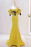 Yellow Mermaid Sweetheart Prom Dress, Off Shoulder Yellow Evening Dress APP0918