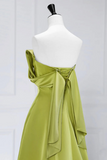 Green A Line Satin Long Party Dress, Green Evening Dress Prom Dress APP0930