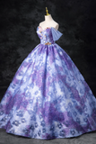 Dreamy Colorful Flowers Purple/blue Prom Dress, Fairy Off the Shoulder A Line Princess Party Gown APP0948