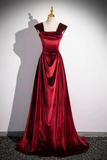 Burgundy Velvet Long Prom Dress, Elegant A Line Off the Shoulder Party Dress APP0949