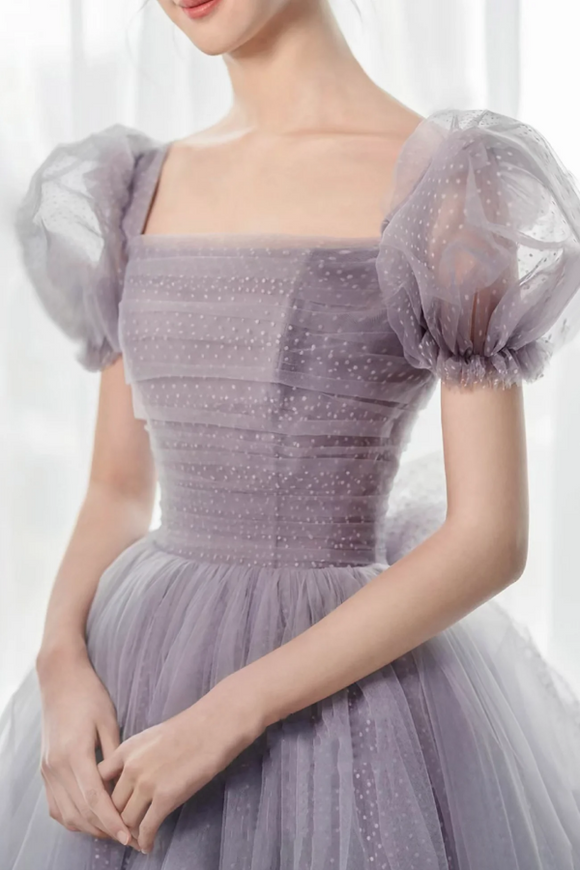 Purple Tulle Long Prom Dresses, Lovely A Line Evening Dresses APP0956