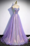 Purple sweetheart neck long prom dress purple formal party dress APP0965