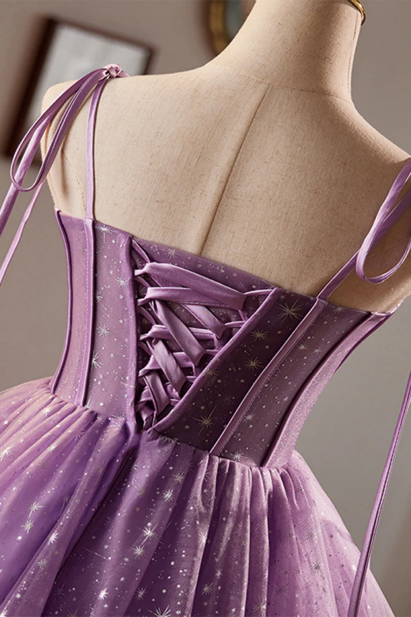 Light Purple Knee Length Straps Party Dress, Light Purple Homecoming D Anneprom Light Purple Knee Length Straps Party Dress, Light Purple Homecoming D Anneprom