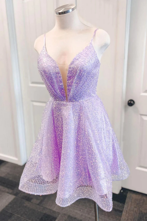 V Neck Short Purple Prom Dresses, Short V Neck Purple Formal Homecomin Anneprom V Neck Short Purple Prom Dresses, Short V Neck Purple Formal Homecomin Anneprom