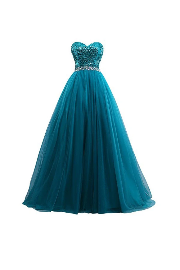 Anneprom Tulle Sequin Ball Gown Prom Dresses Evening Gown APB0017