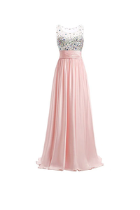 Anneprom A-Line Prom Dresses Floor Length Chiffon Evening Gowns APB0018