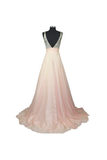 Anneprom A Line V-Neck Formal Chiffon Prom Dress With Beading APB0020