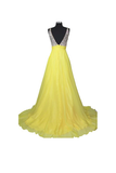 Anneprom A Line V-Neck Formal Chiffon Prom Dresses Evening Dresses APB0021