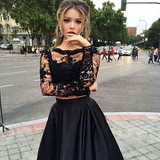 Anneprom Bateau Neck Two Piece Long Sleeves Lace Evening Dress Prom Dresses APP0079
