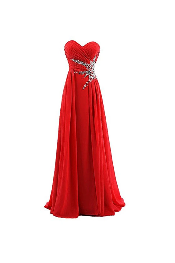 Anneprom A-Line Sweetheart Beading Chiffon Prom Dress Evening Gown APB0024