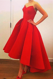 Anneprom Sweetheart Strapless A-Line High Low Red Prom Dresses Evening Dresses APP0085