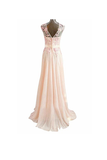 Anneprom A Line Pink Long Lace Chiffon Prom Evening Dresses APB0033